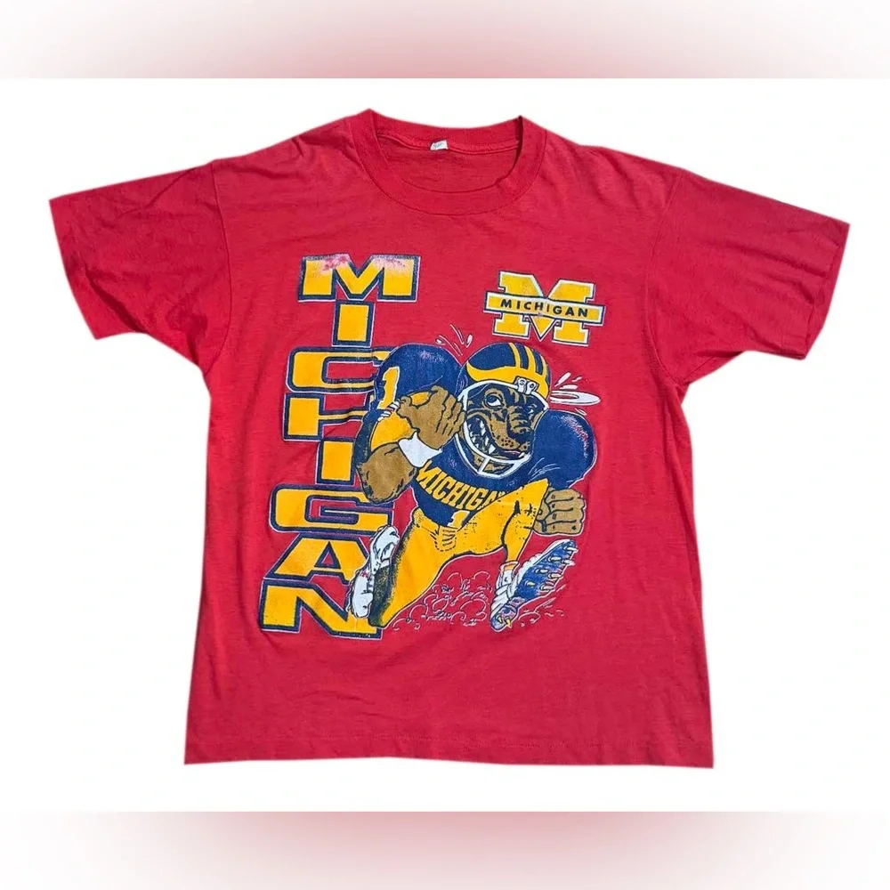 Vintage Michigan University Football T Shirt (Size L) - Picture 1 of 2